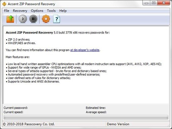 Accent ZIP Password Recoveryٷ